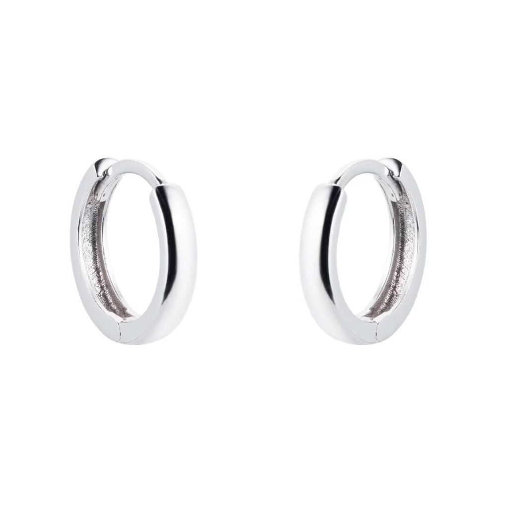 9ct White Gold 10mm Huggie Hoop Earrings