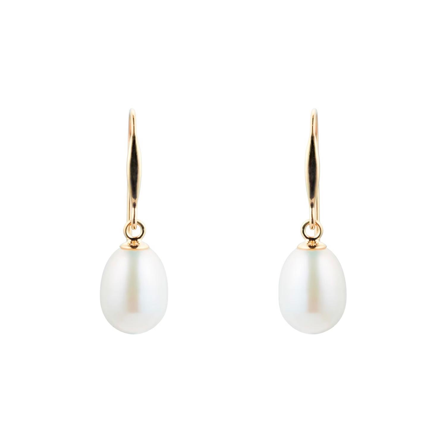 9ct Yellow Gold 7mm Freshwater Pearl Drop Earrings