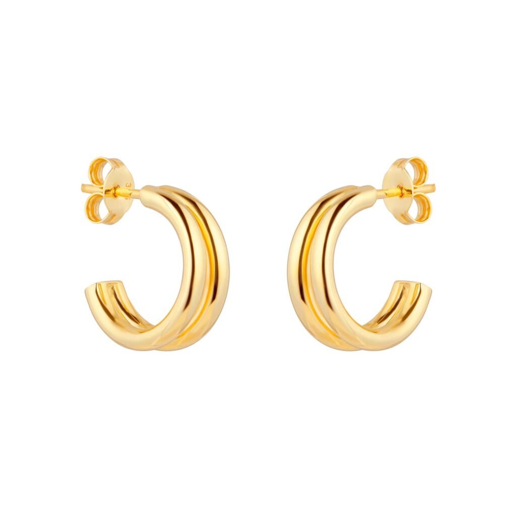 9ct Yellow Gold Double Layer Hoop Earrings