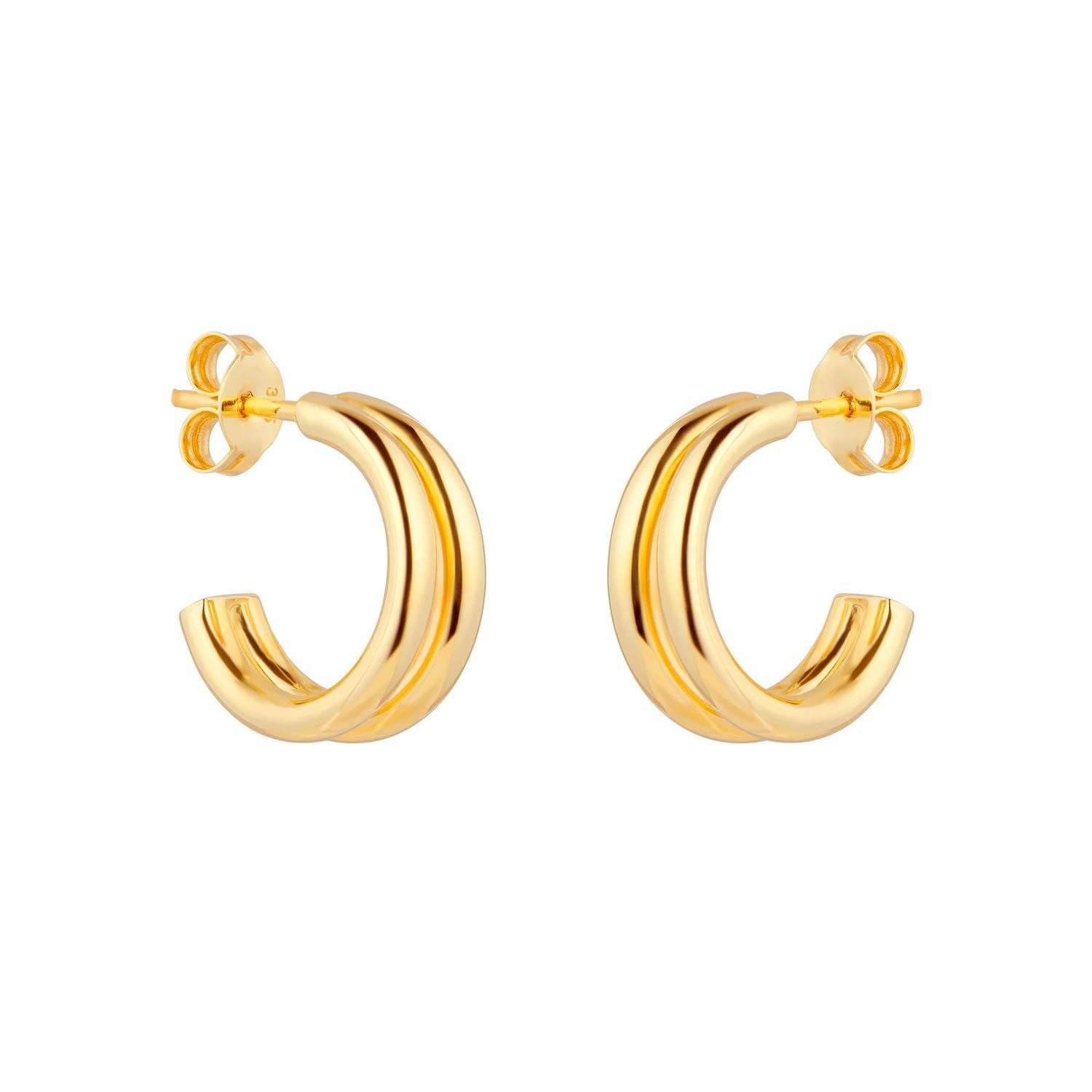 9ct Yellow Gold Double Layer Hoop Earrings