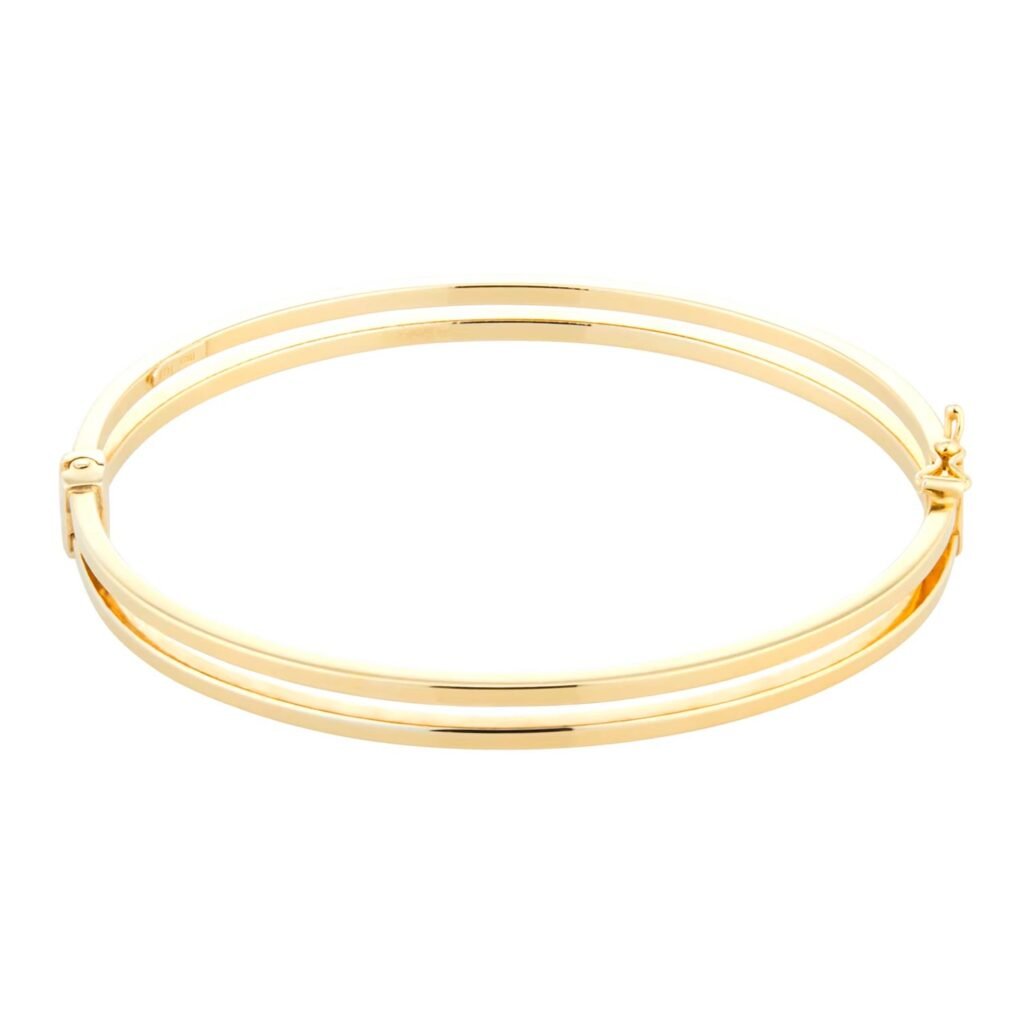 9ct Yellow Gold Double Square Tube Bangle