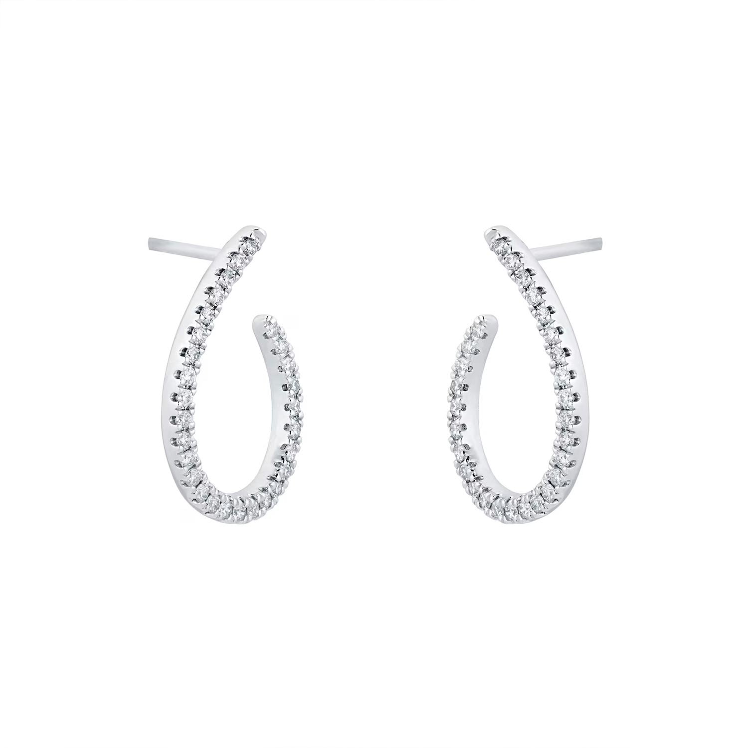9ct White Gold 0.25cttw Diamond Open Hoop Earrings - Image 3